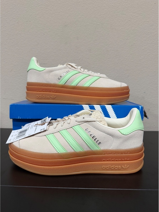 adidas Shoes - Size 5Y/6 Women - Adidas Gazelle Bold GS “Wonder White Semi Green Spark”